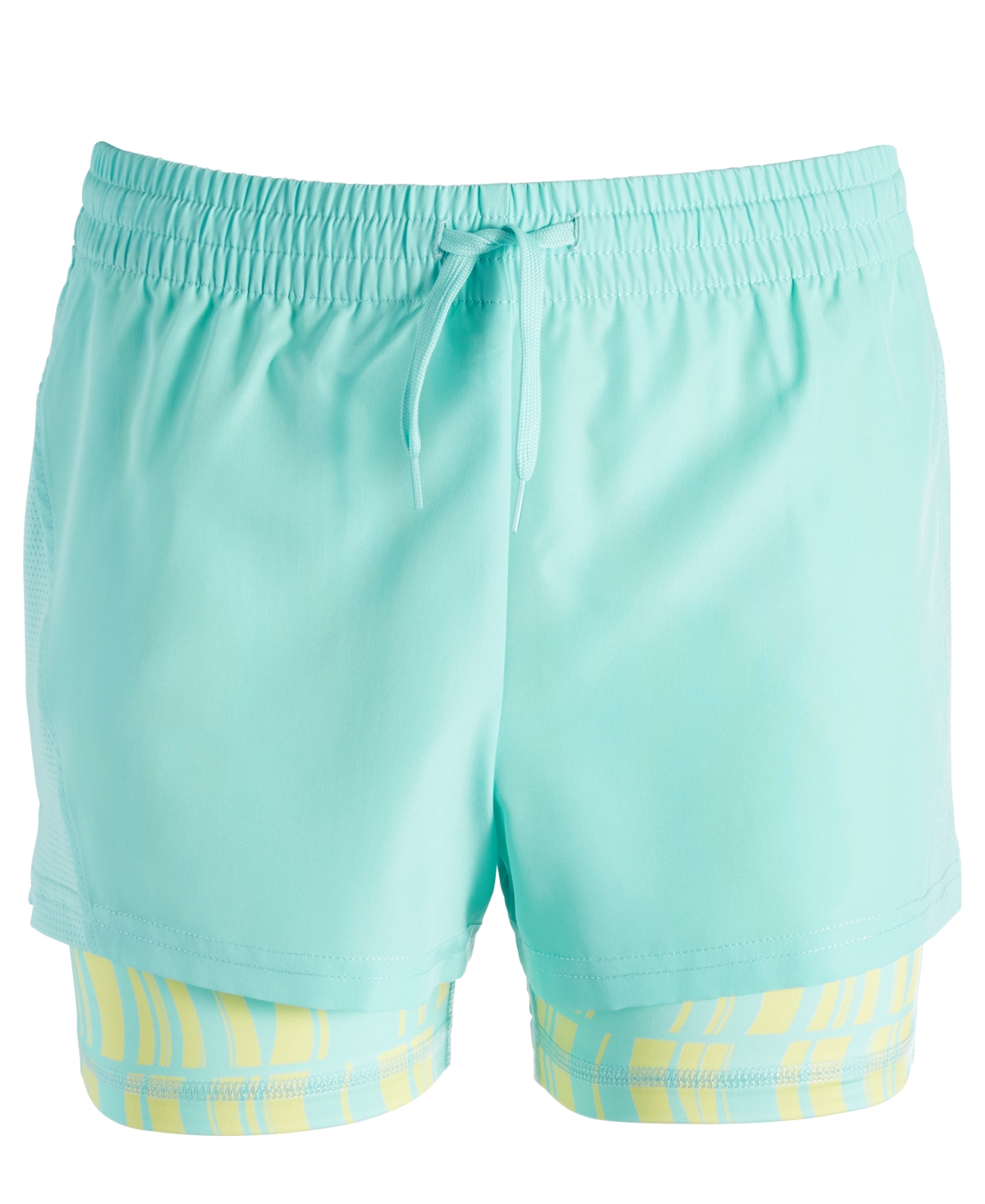 Shop Id Ideology Big Girls Wavy Geo Layered-look Shorts, Created For Macy's In Ocean Sigh