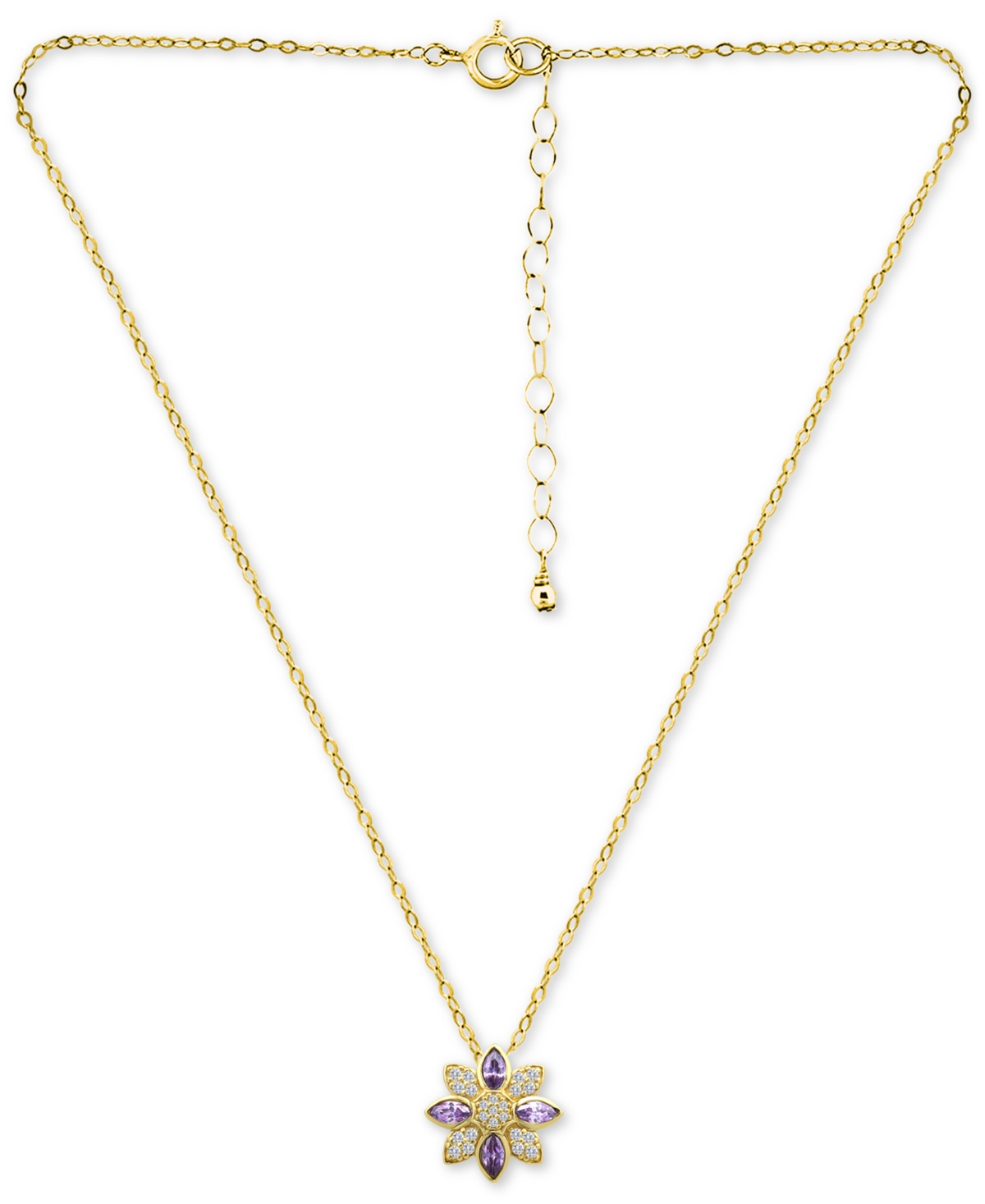Giani Bernini Cubic Zirconia Marquise & Pave Flower Pendant Necklace in 18kPlated Sterling Silver, 16
