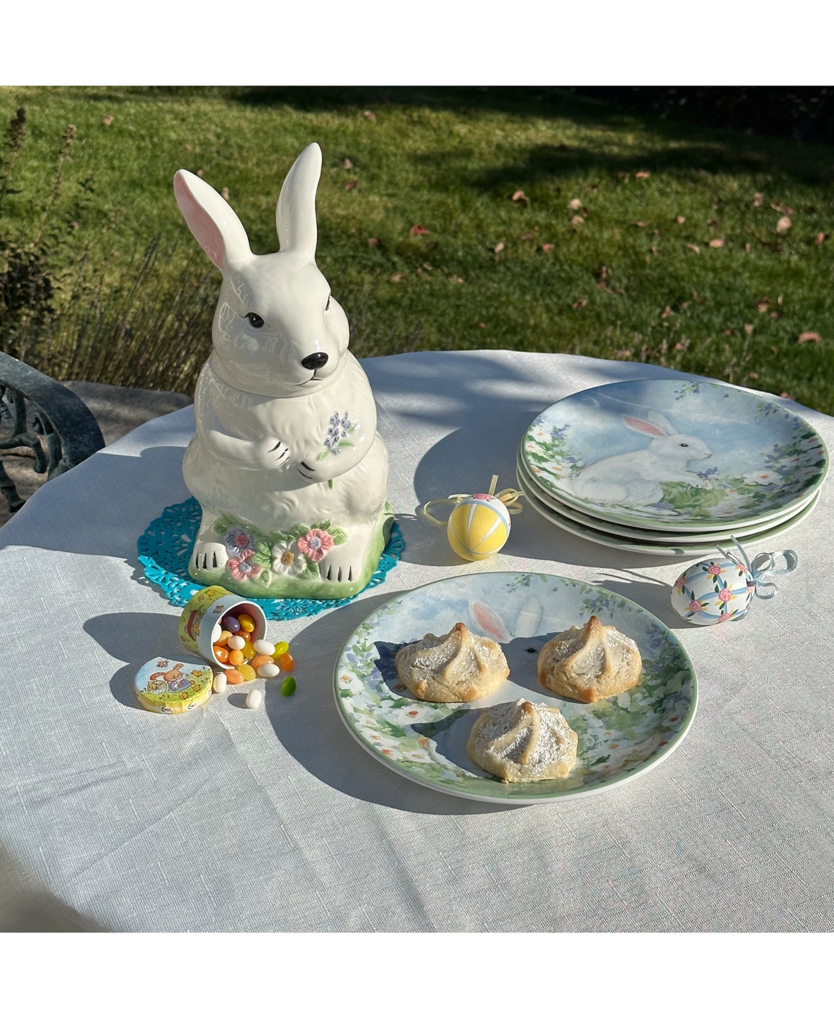 Shop Certified International Easter Morning Figural Bunny Cookie Jar In Blue