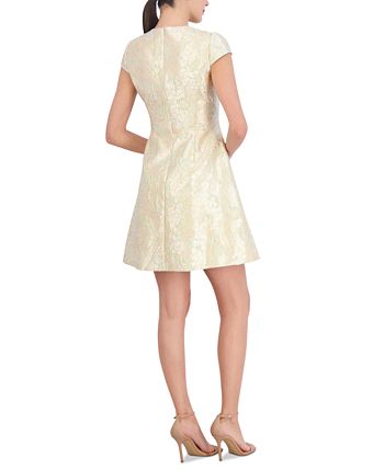 Women s Jacquard Cap Sleeve Fit Flare Dress