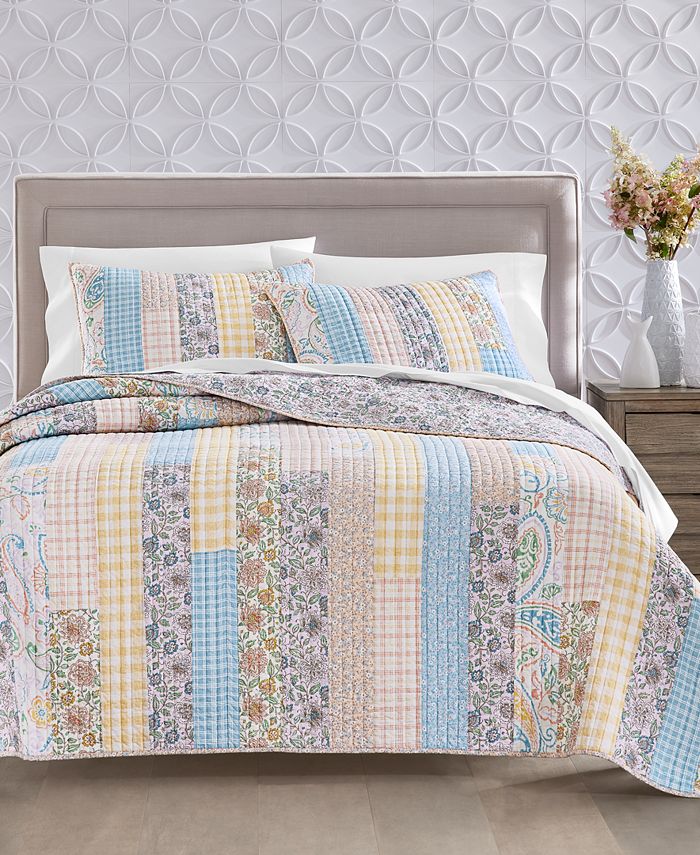 Charter Club Spring Gingham Patchwork Quilt, Full/Queen, Created For Macy's Macy's