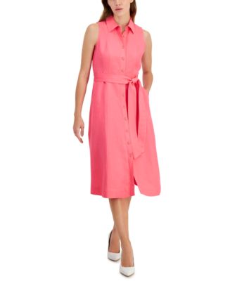 Anne Klein Women s Sleeveless Belted Shirt Dress Macy s