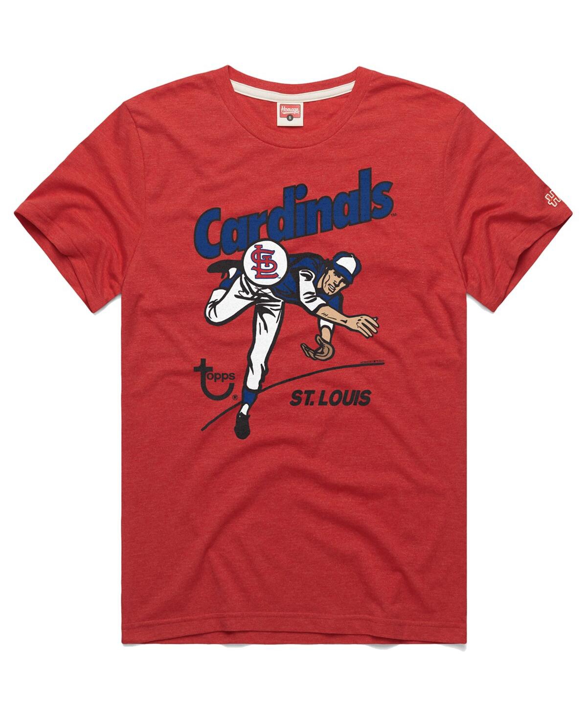 Men's Homage x Topps Distressed Red St. Louis Cardinals Tri-Blend T-shirt - Red