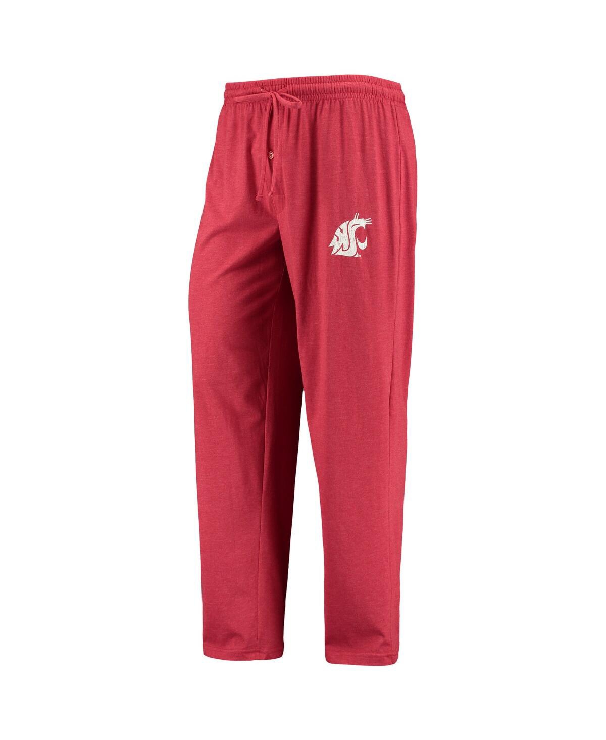 Concepts Sport Crimson/heathered Charcoal Washington State Cougars Meter Long Sleeve T-shirt & Pants In Crimson,heather Charcoal