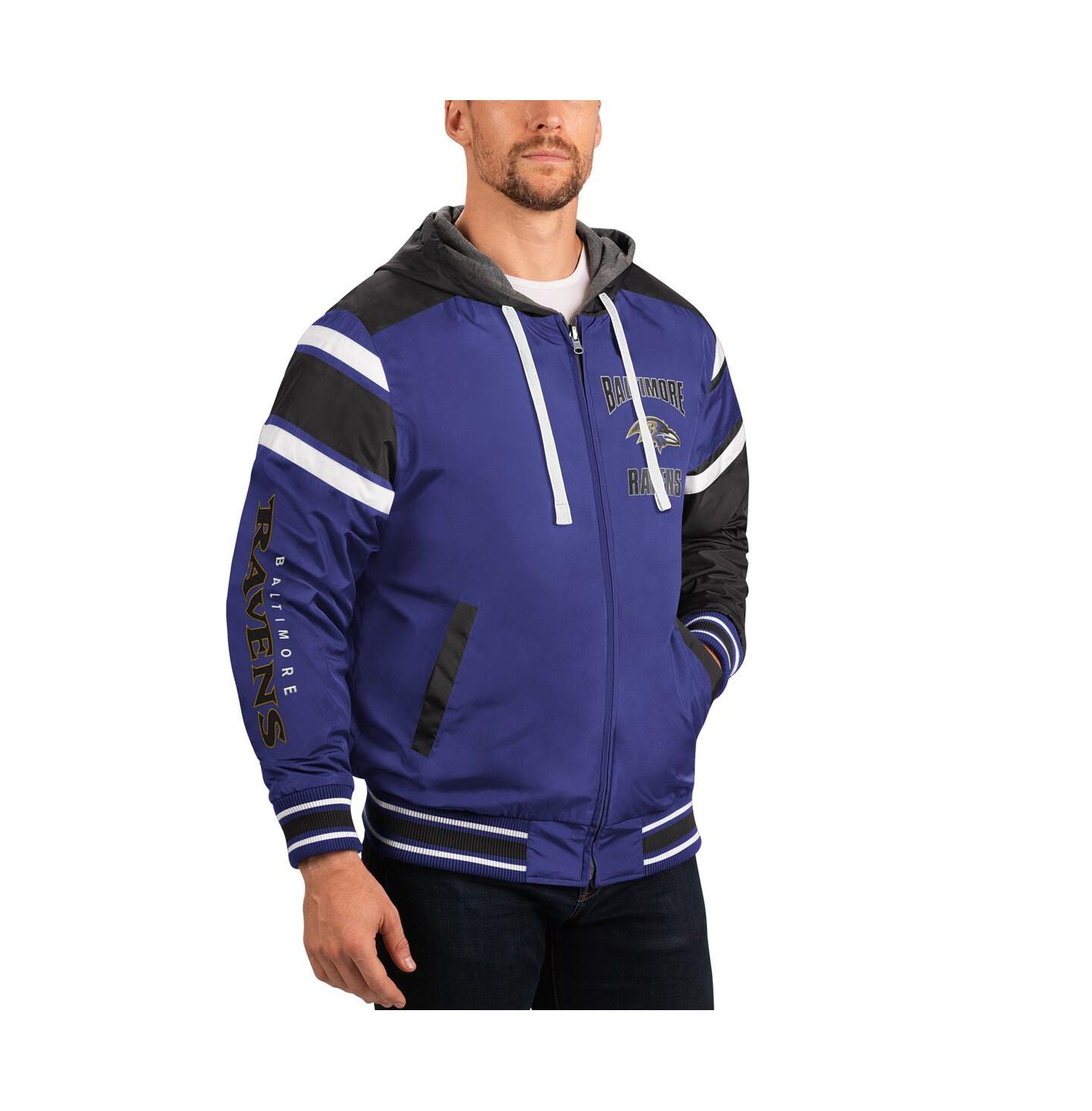 Мужские худи G-III Sports by Carl Banks Purple, Gray Baltimore Ravens Extreme Full Back Reversible Full-Zip Jacket — фото 3