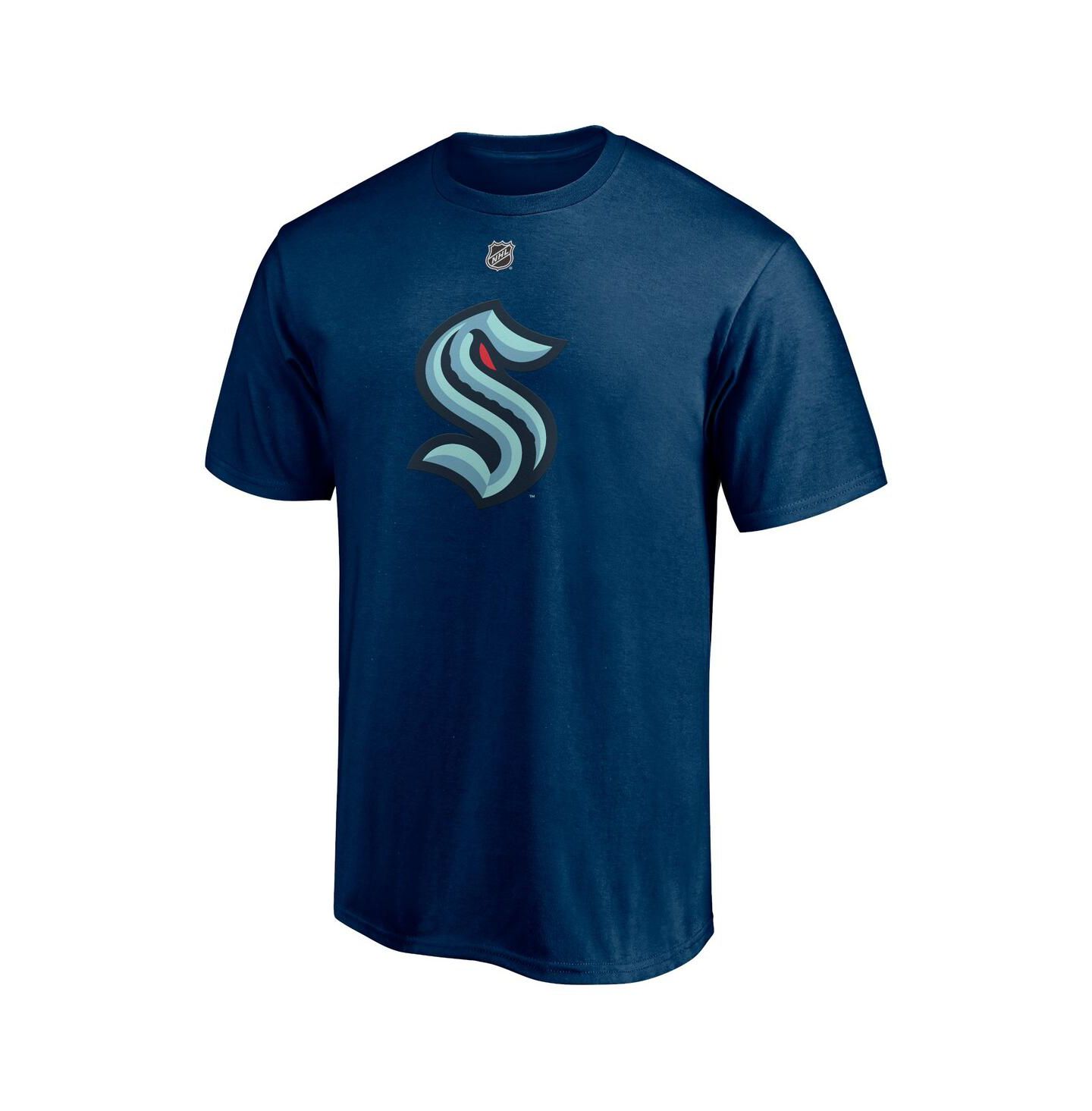 Мужская футболка Fanatics Philipp Grubauer Deep Sea Blue Seattle Kraken Authentic Stack Name and Number — фото 2