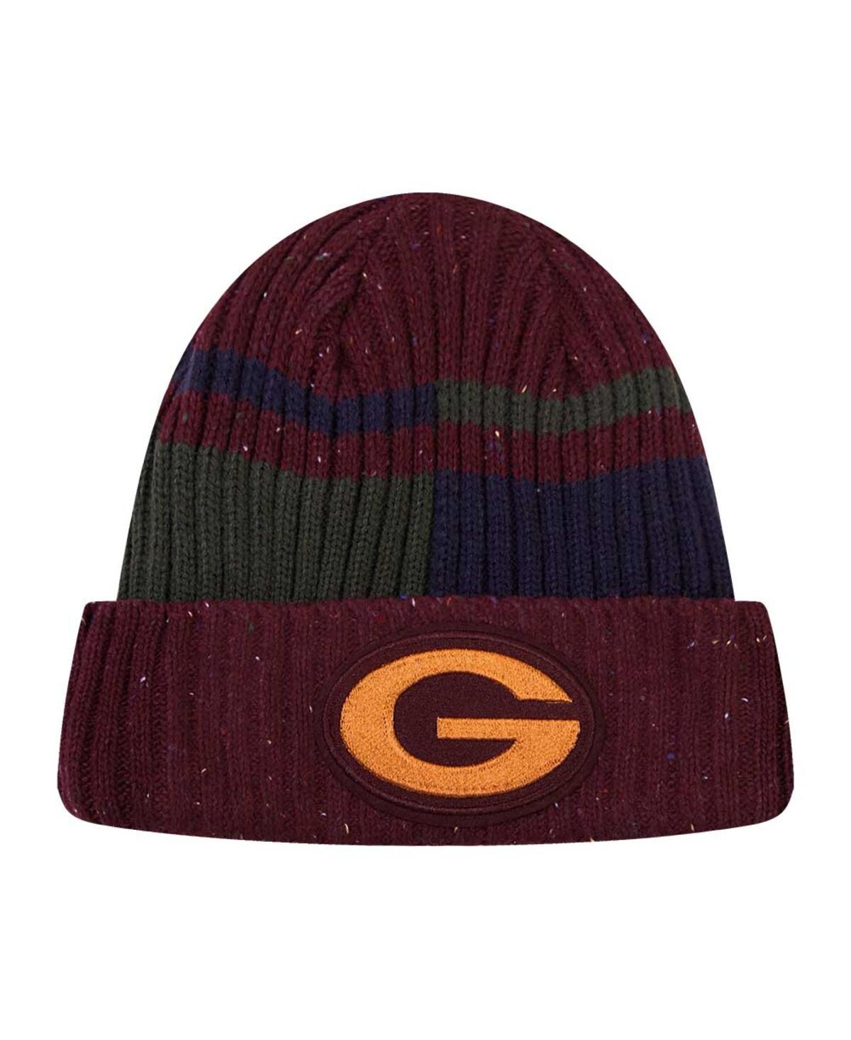 Shop Pro Standard Men's  Burgundy Green Bay Packers Speckled Cuffed Knit Hat