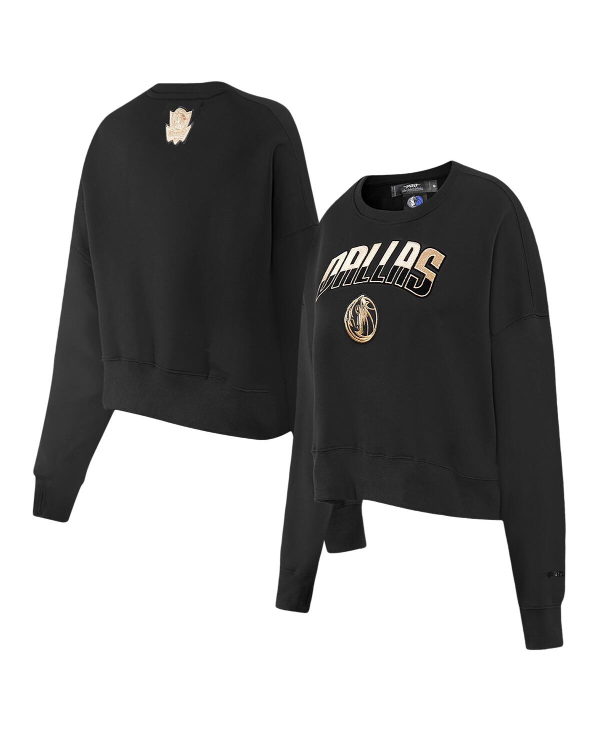 Pro Standard Black Philadelphia 76ers Glam Cropped Pullover Sweatshirt In Black