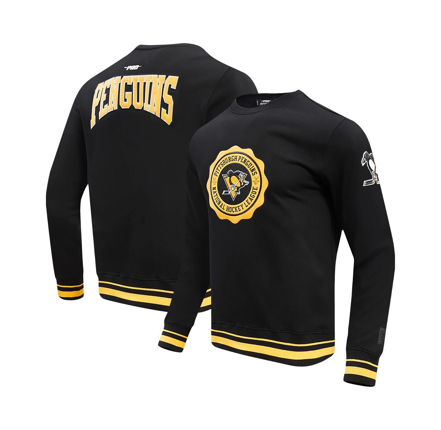 Men's Black Pittsburgh Penguins Crest Emblem Pullover Sweatshirt