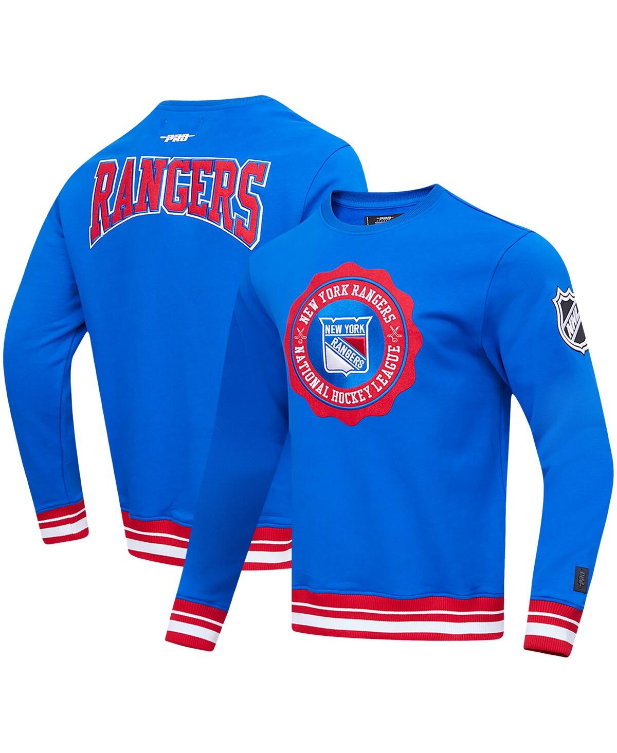 Shop Pro Standard Men's  Blue New York Rangers Crest Emblem Pullover Sweatshirt