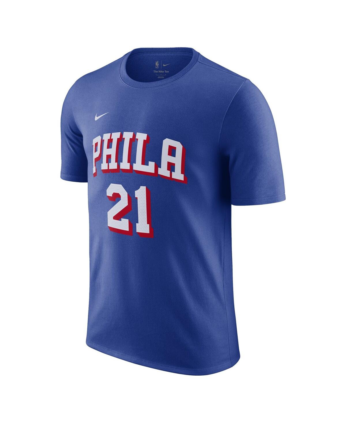 Nike Big Boys And Girls Joel Embiid Royal Philadelphia 76ers Logo Name And Number Performance T-shirt In Royal
