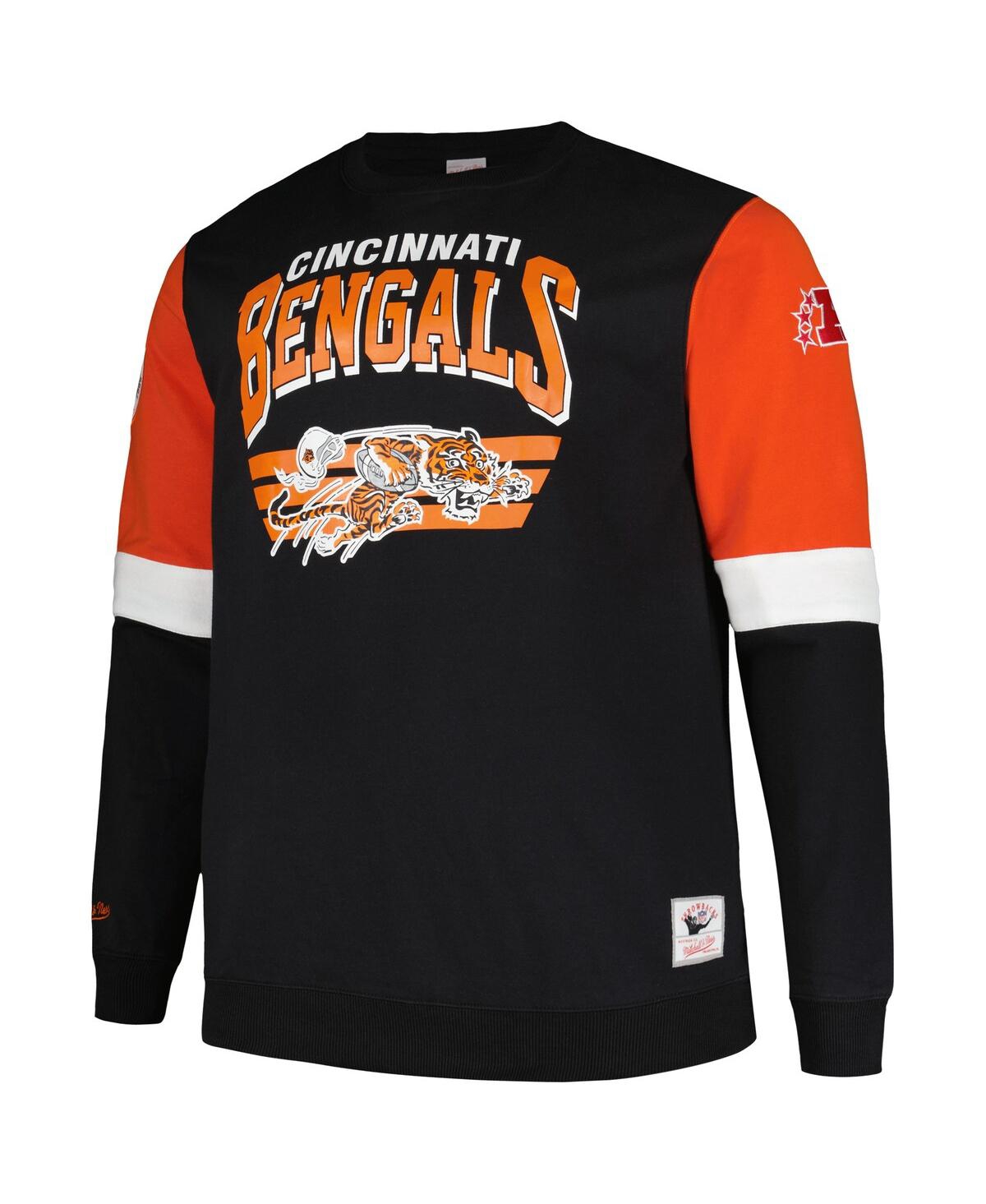 Shop Mitchell & Ness Men's  Black Cincinnati Bengals Big And Tall Fleece Pullover Sweatshirt