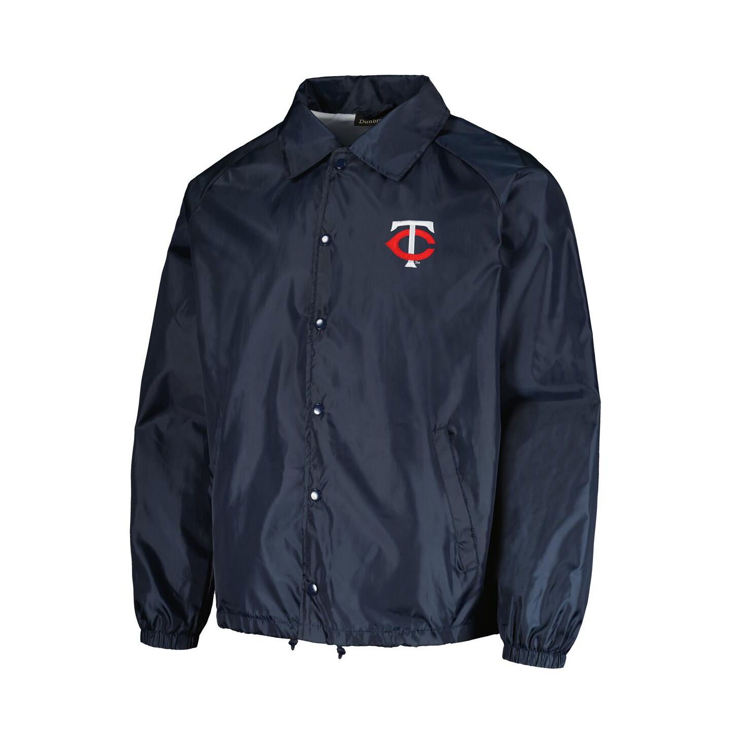 Мужская куртка Dunbrooke Navy Minnesota Twins Coach's Raglan Full-Snap Windbreaker — фото 2