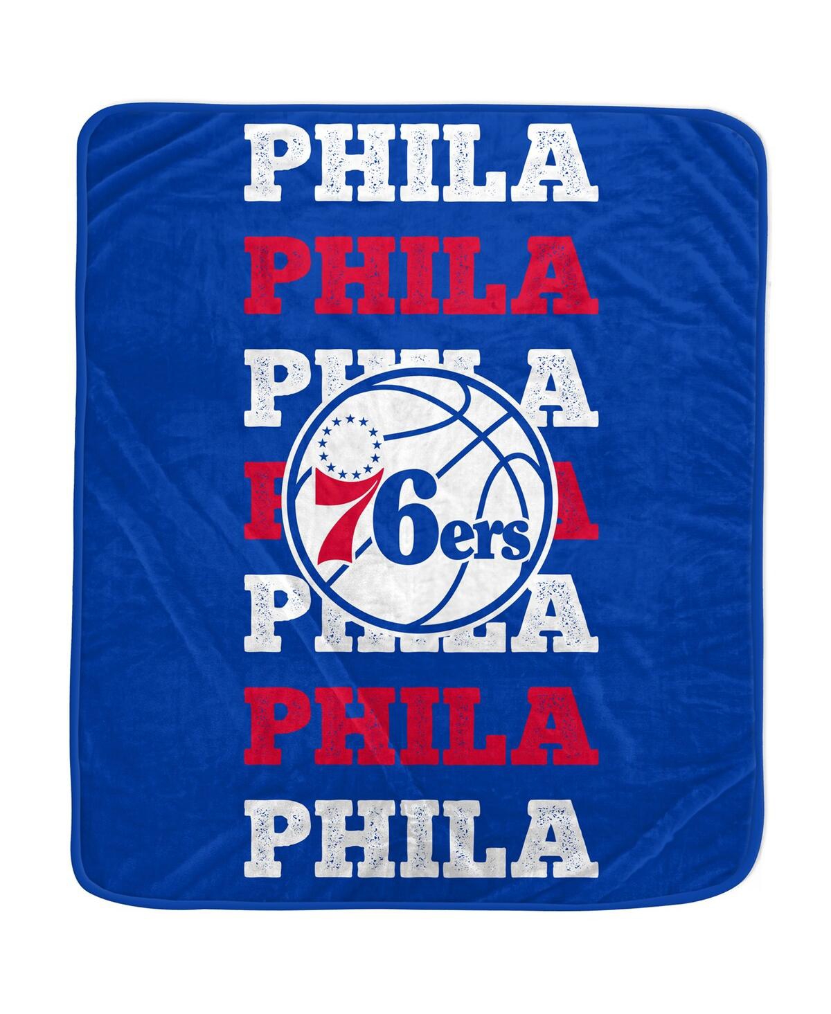 Pegasus Home Fashions Philadelphia 76ers 60'' X 70'' Logo Wordmark Plush Blanket In Blue
