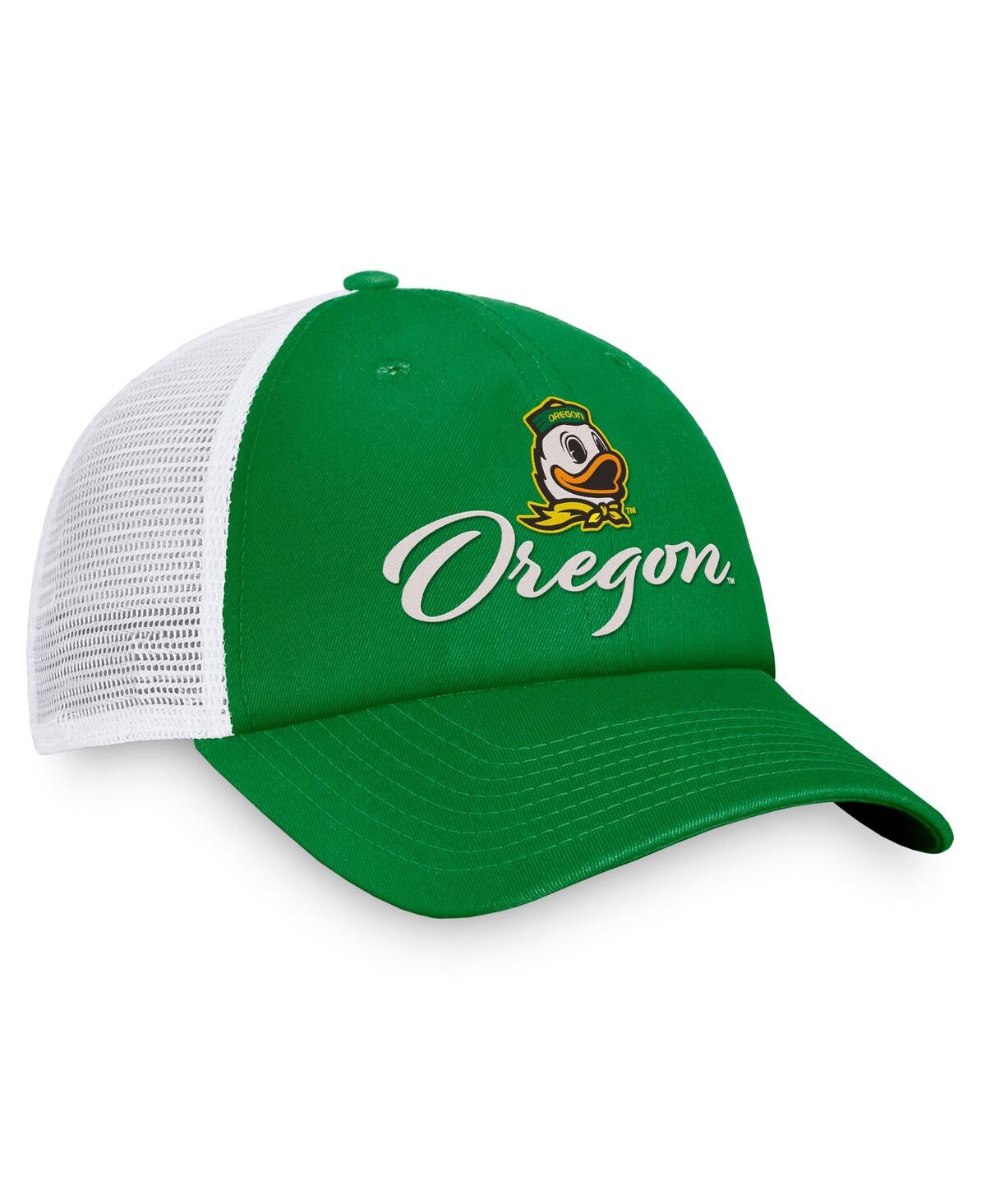 Shop Top Of The World Women's  Green, White Oregon Ducks Charm Trucker Adjustable Hat In Green,white