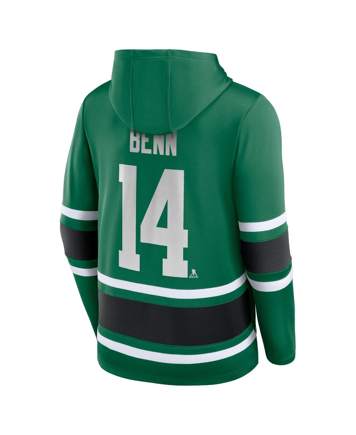 Shop Fanatics Men's  Jamie Benn Kelly Green Dallas Stars Name And Number Lace-up Pullover Hoodie