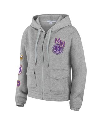 Women's Heather Gray Minnesota Vikings Full-Zip Hoodie
