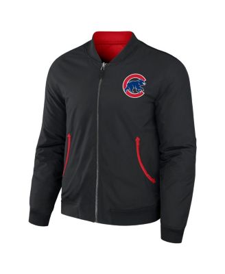 Men's Darius Rucker Collection by Black, Red Chicago Cubs Reversible Full-Zip Bomber Jacket