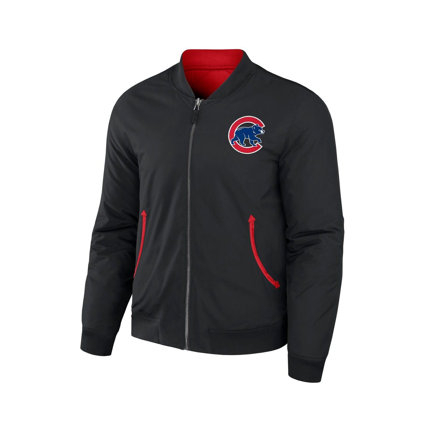 Мужская куртка Fanatics Darius Rucker Collection by Black, Red Chicago Cubs Reversible Full-Zip Bomber — фото 2