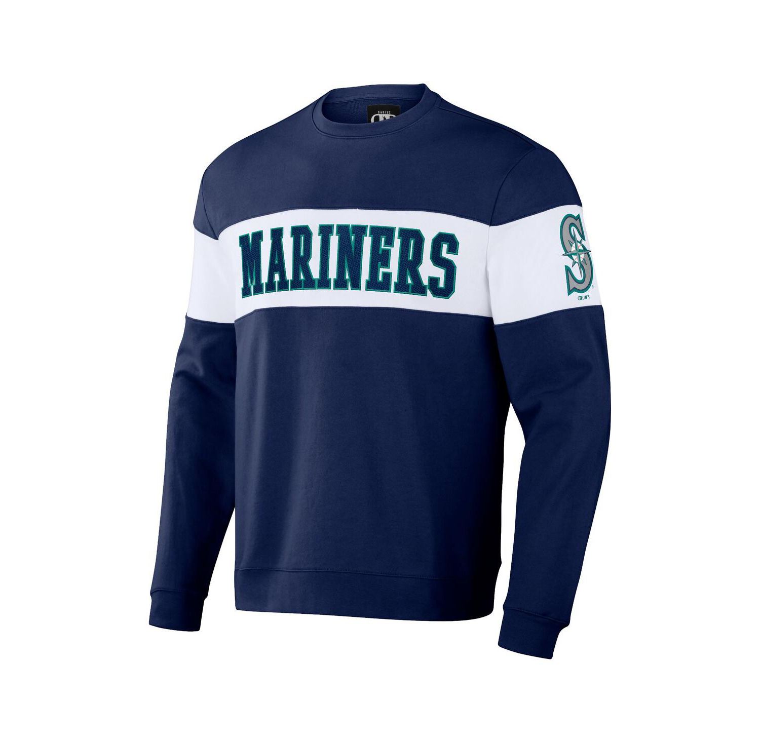 Men's Darius Rucker Collection by Navy Seattle Mariners Stripe Pullover Sweatshirt