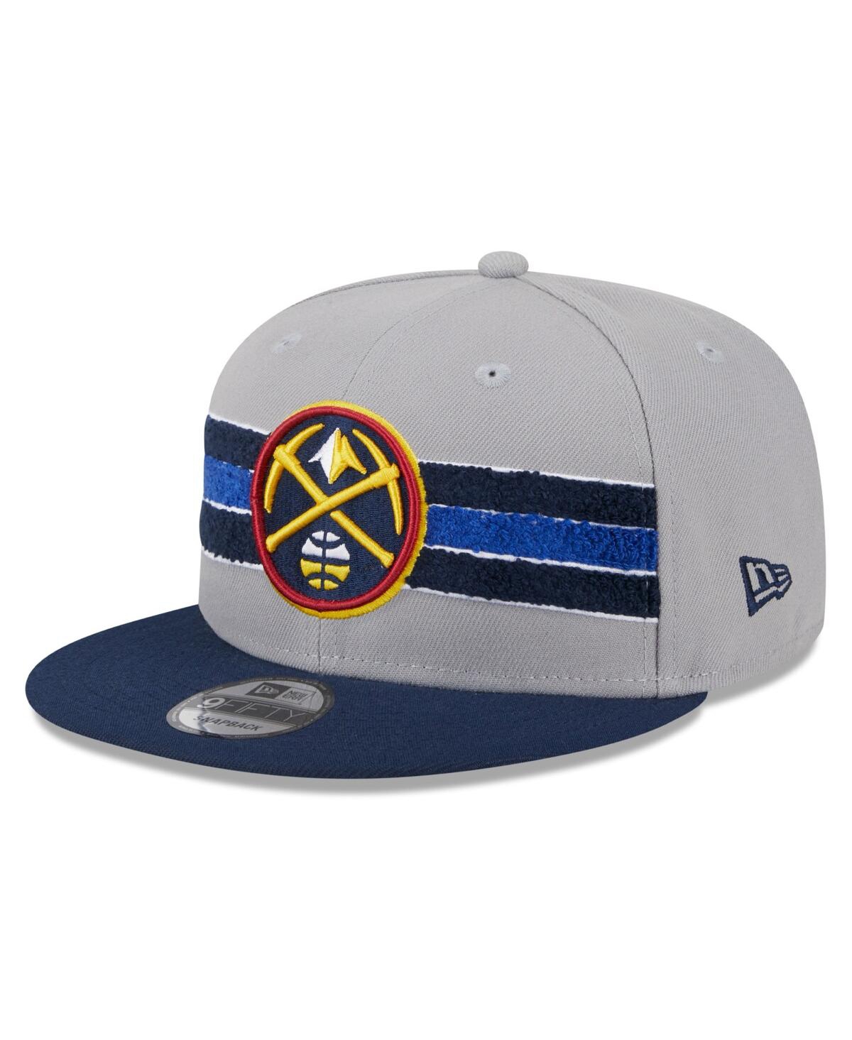 Shop New Era Men's  Gray Denver Nuggets Chenille Band 9fifty Snapback Hat