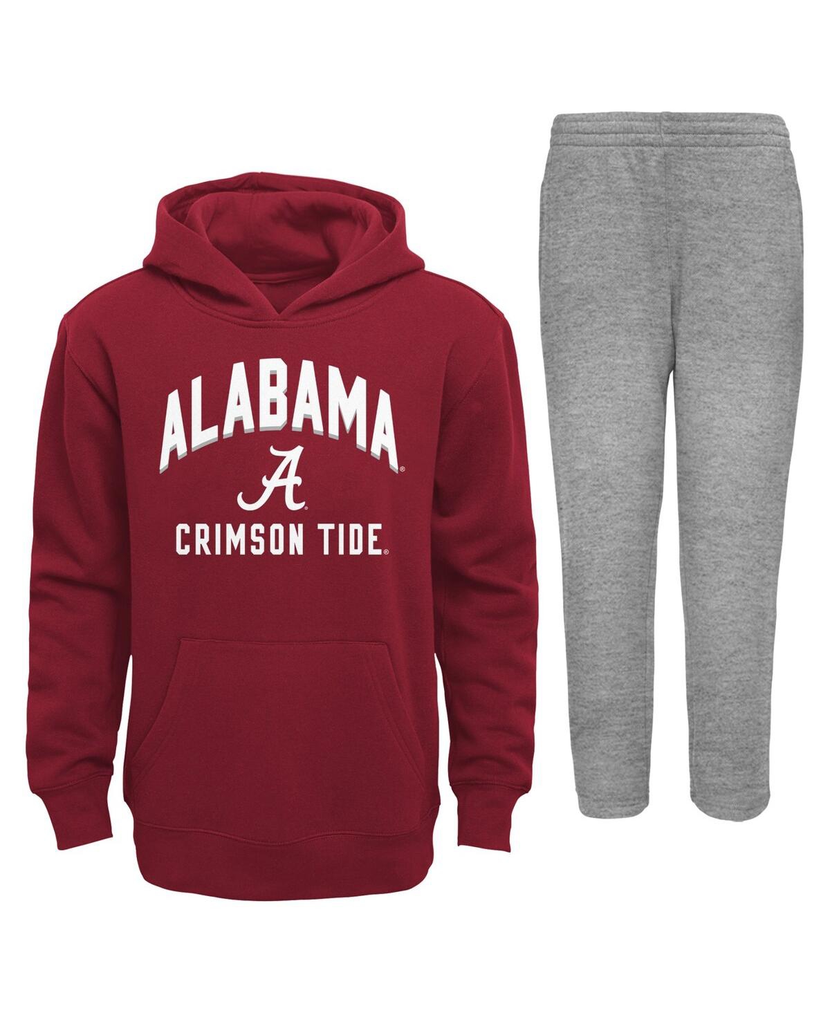 Shop Outerstuff Toddler Boys Crimson, Gray Alabama Crimson Tide Play-by-play Pullover Fleece Hoodie And Pants Set In Crimson,gray