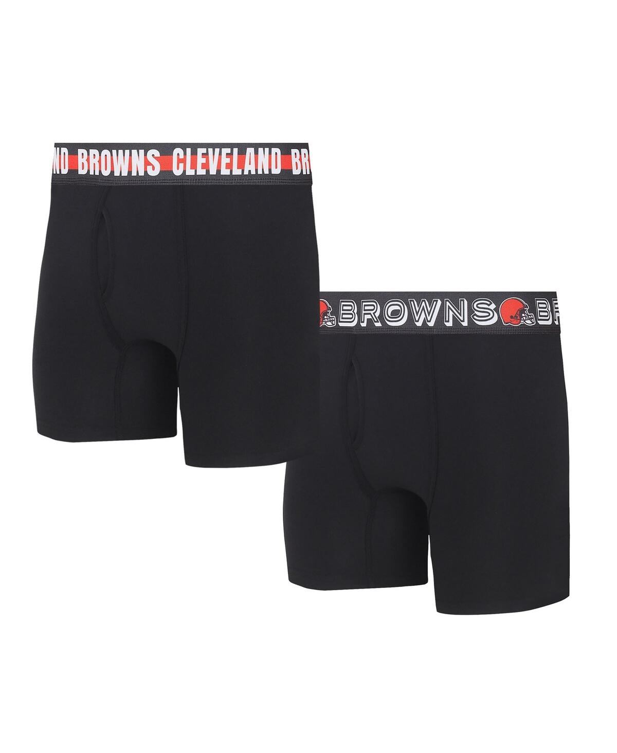 Shop Concepts Sport Men's  Cleveland Browns Gauge Knit Boxer Brief Two-pack In Black,brown