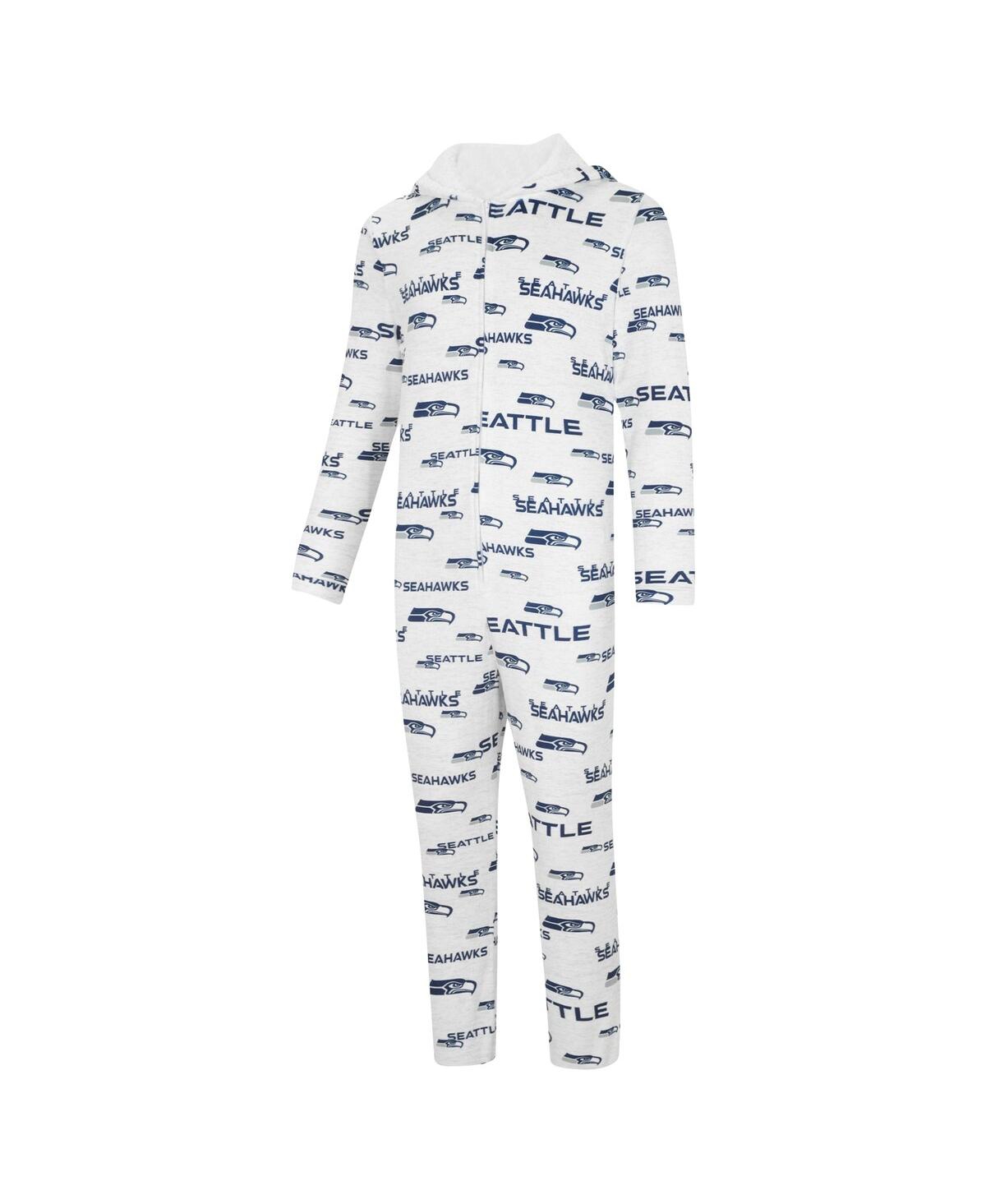 Shop Concepts Sport Men's  White Seattle Seahawks Allover Print Docket Union Full-zip Hooded Pajama Suit