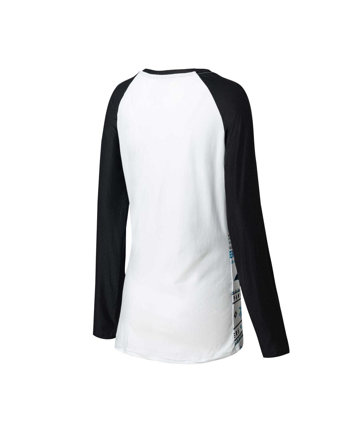 Shop Concepts Sport Women's  White, Black Carolina Panthers Tinsel Raglan Long Sleeve T-shirt And Pants Sl In White,black