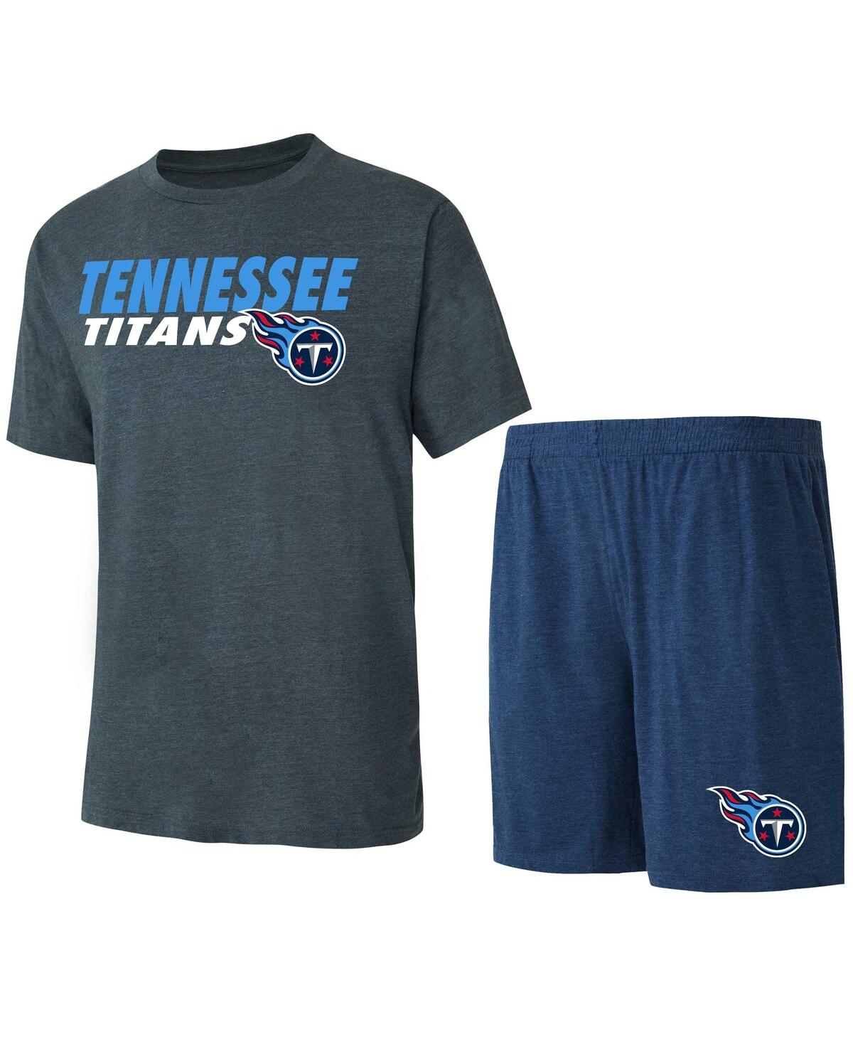 Concepts Sport Men's  Navy, Charcoal Tennessee Titans Meter T-shirt And Shorts Sleep Set In Navy,charcoal
