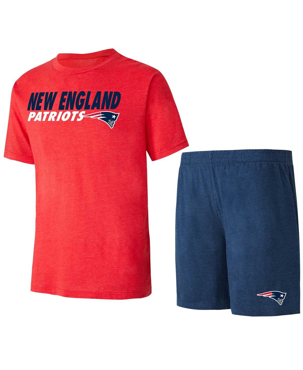 Concepts Sport Men's  Navy, Red New England Patriots Meter T-shirt And Shorts Sleep Set In Navy,red