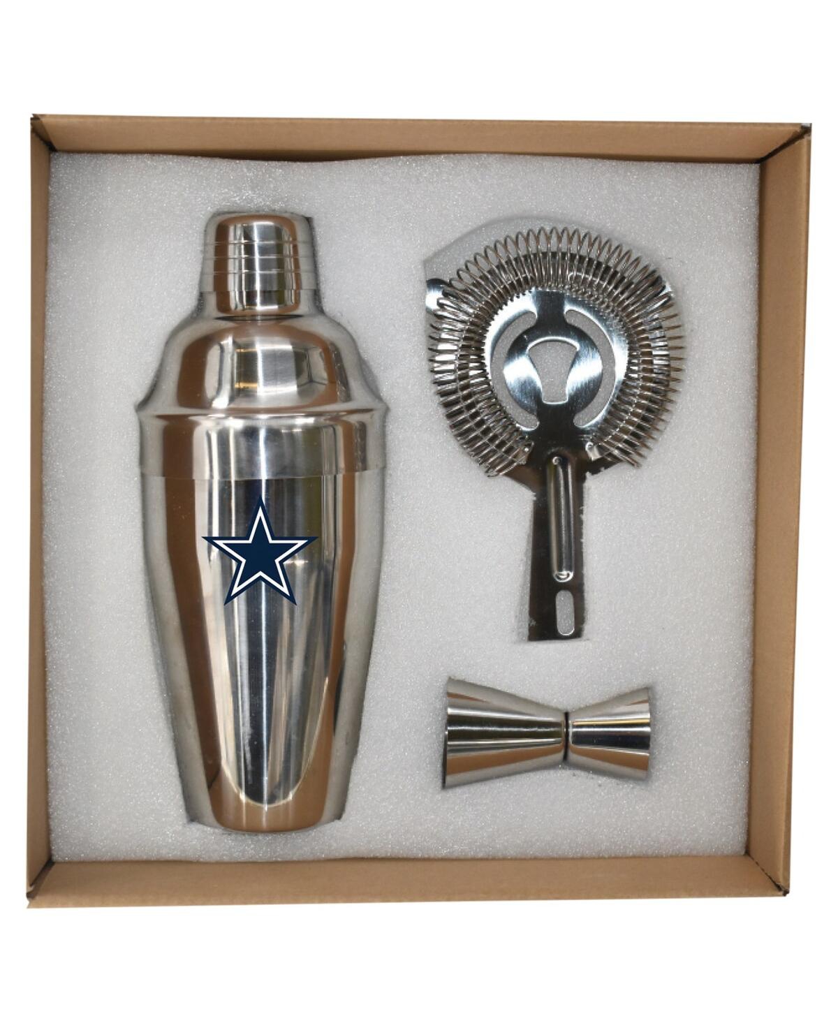 Memory Company The  Dallas Cowboys Stainless Steel Shaker, Strainer And Jigger Set In Metallic