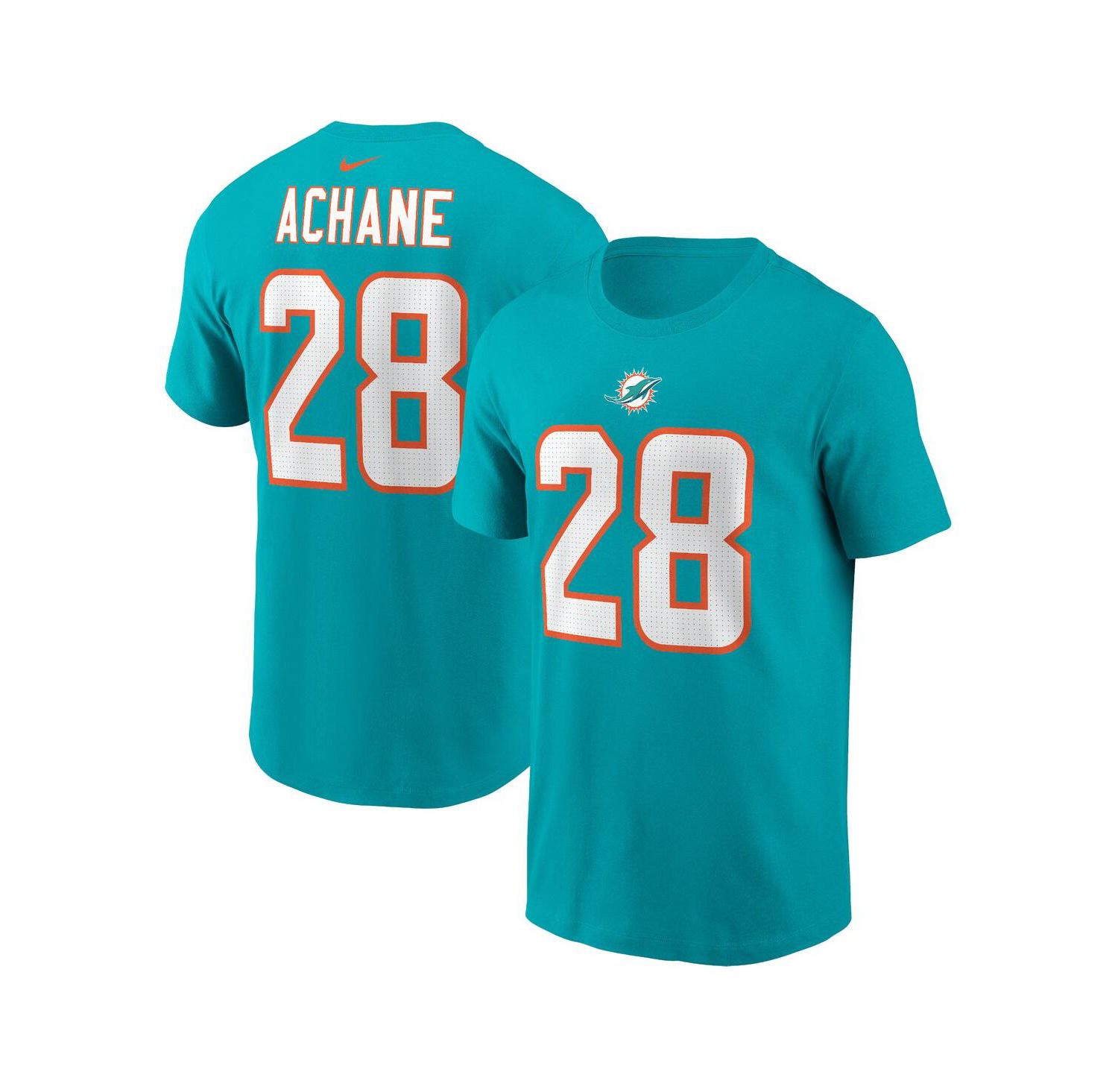 Men's De’Von Achane Aqua Miami Dolphins Player Name and Number T-shirt