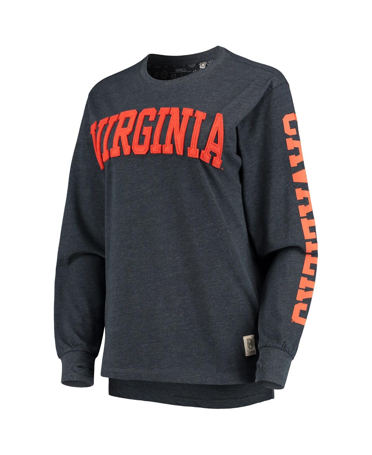 PRESSBOX WOMEN'S PRESSBOX NAVY VIRGINIA CAVALIERS TWO-HIT CANYON LONG SLEEVE T-SHIRT 