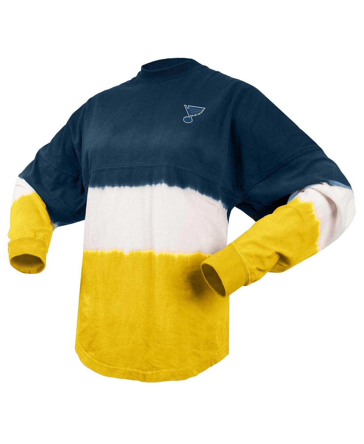 Spirit Jersey Women's  Navy, Gold St. Louis Blues Ombre Long Sleeve T-shirt In Navy,gold