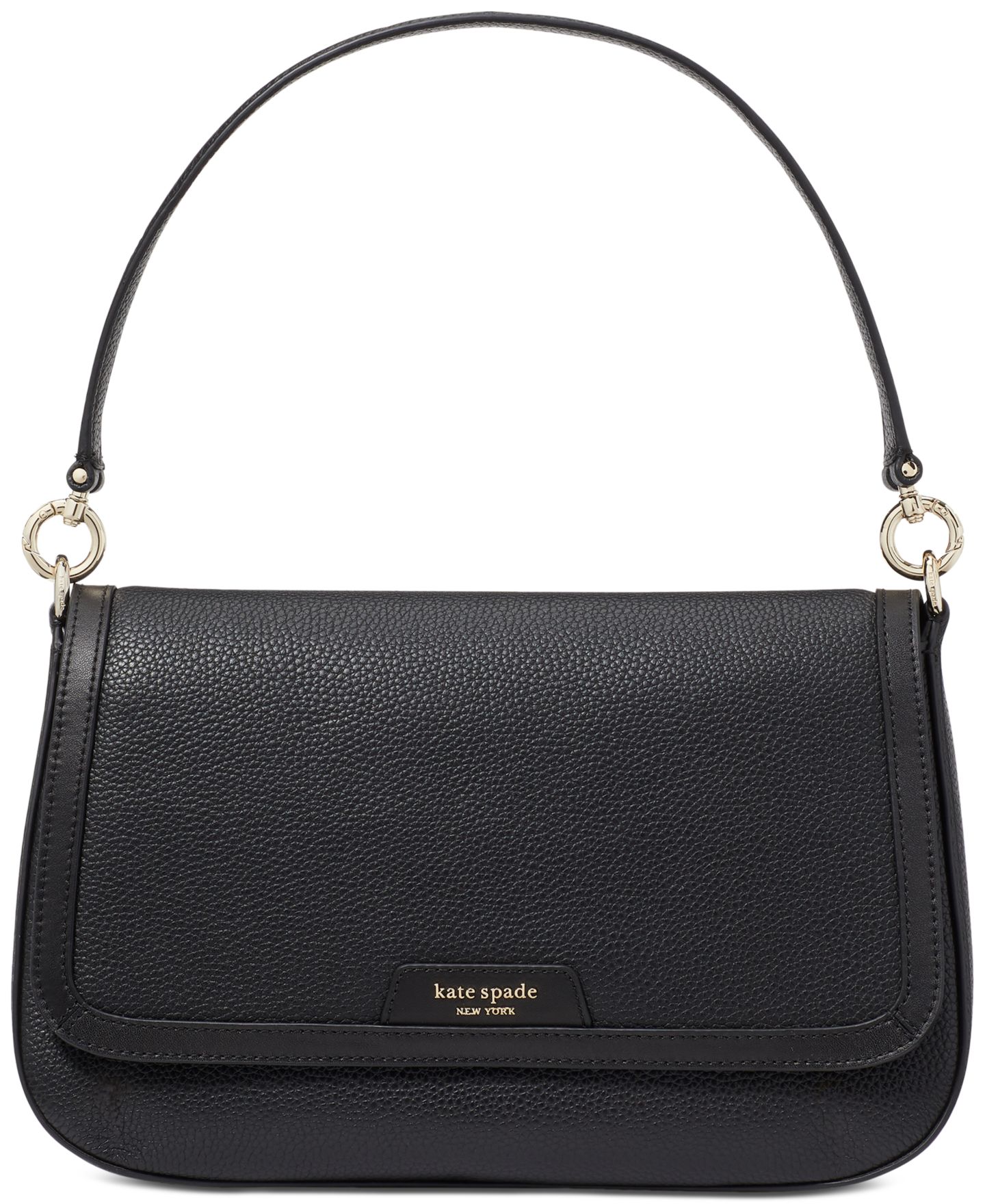 Женская сумка kate spade new york Hudson Small Pebbled Leather Flap Shoulder, цвет: Чёрный — фото 1