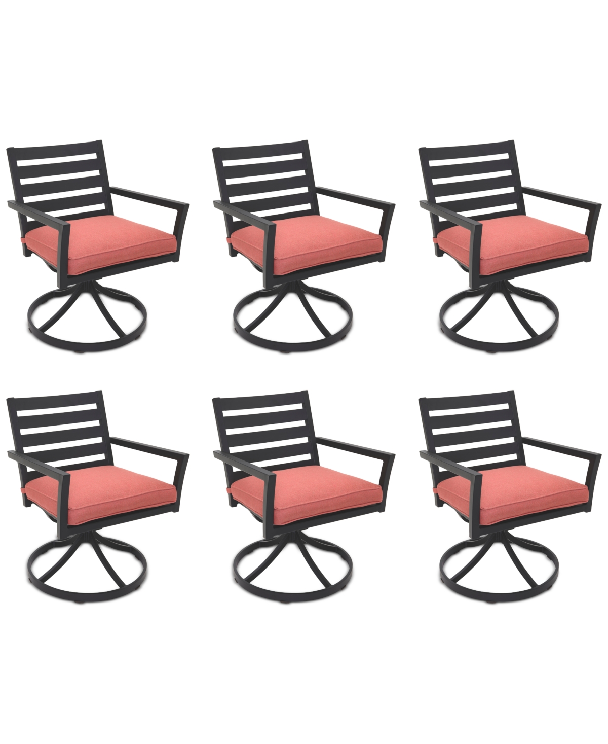 Agio Astaire Outdoor 6-pc Swivel Chair Bundle Set In Peony Brick Red