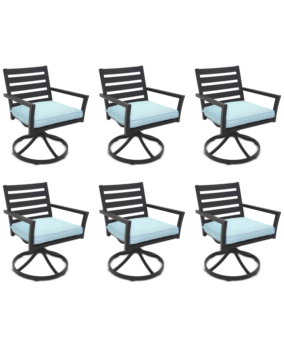 Agio Astaire Outdoor 6-pc Swivel Chair Bundle Set In Spa Light Blue