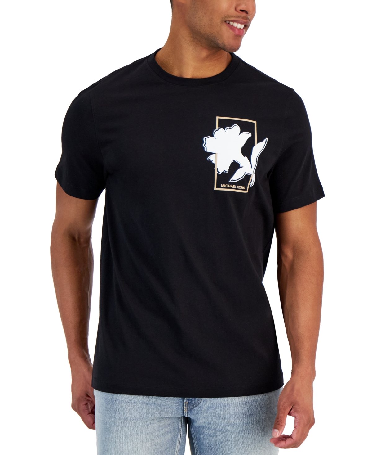 Men's Short Sleeve Floral Graphic T-Shirt - Black