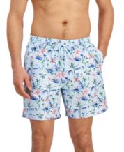 Club Room Men's Tropical Sunset Swim Trunks, Created For Macy's In Red  Combo