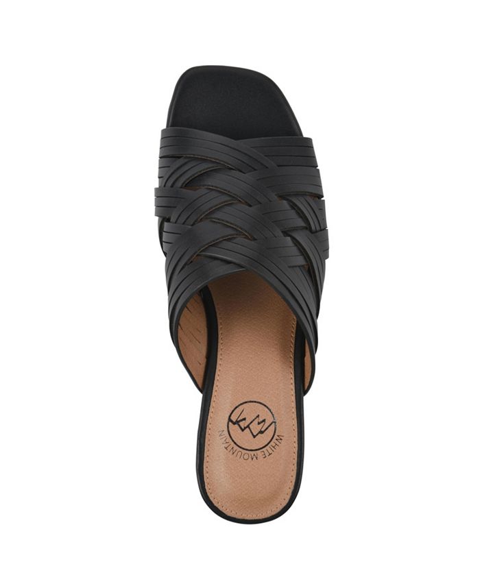Between the Mountains White and Black Slide Sandals