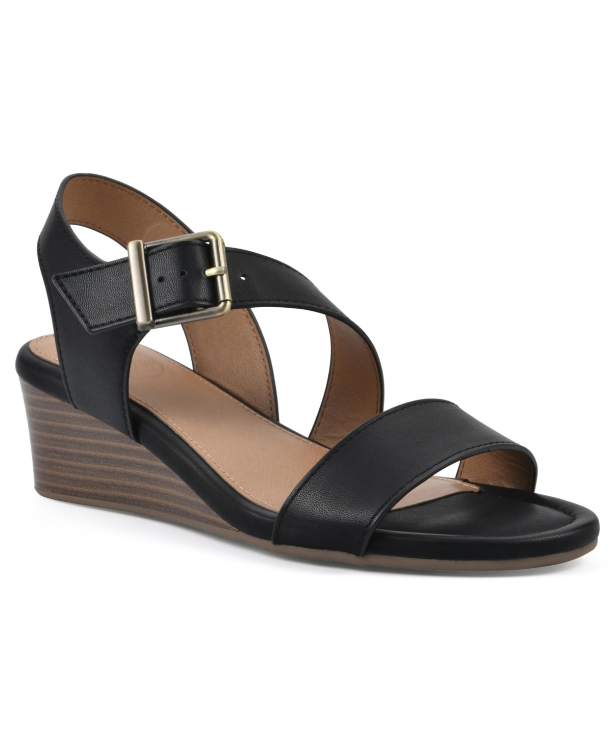 Women's Brux Asymmetrical Wedge Sandals - Dark Tan Smooth