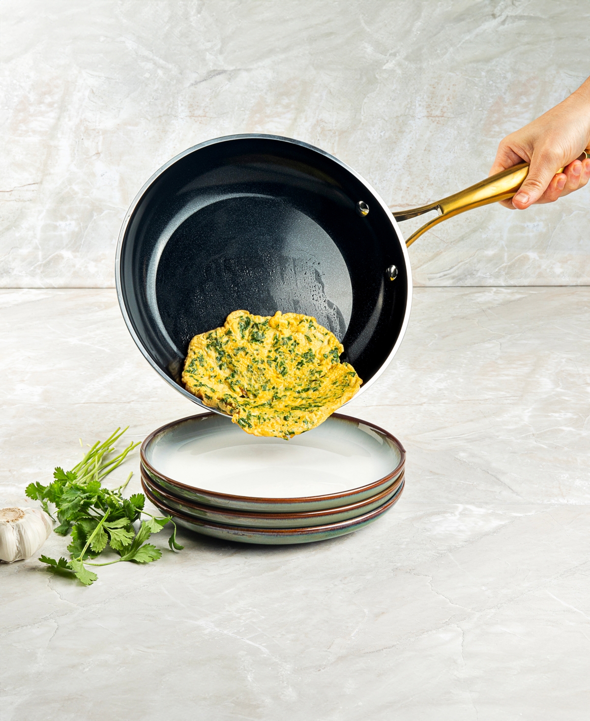 Gotham Steel Natural Collection Ceramic Coating Non-Stick 15-Piece Cookware Set with Gold-Tone Handles