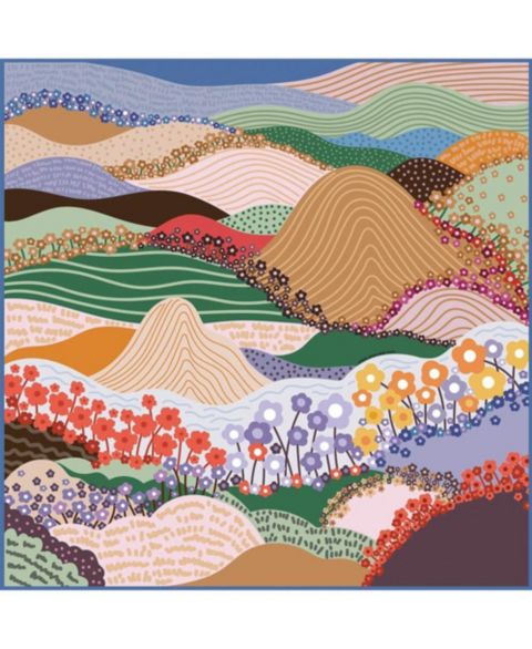 Jessie Zhao New York Double Sided Silk Scarf of Flower Mountain, цвет: Коричневый