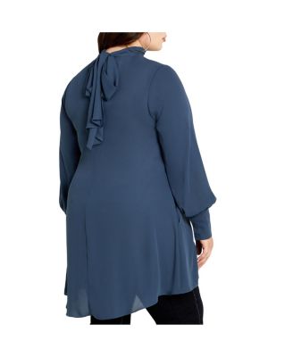 Plus Size Neck Tie Tunic Top
