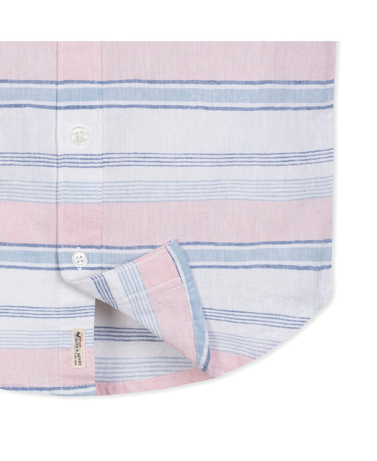 Рубашка Hope & Henry Linen Short Sleeve Button Down Shirt для мальчиков-малышей, цвет: Полосатый — фото 4