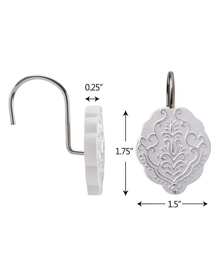 Creative Scents Vintage inspired White Shower Curtain Hooks Set of 12