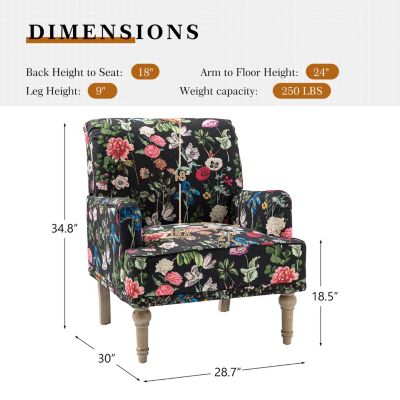 Montross Traditional Wooden Upholstered  Armchair with Floral Patterns