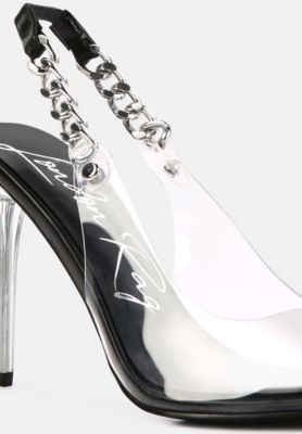 Womens Goddess Metallic Stiletto Heel Slingback Sandals