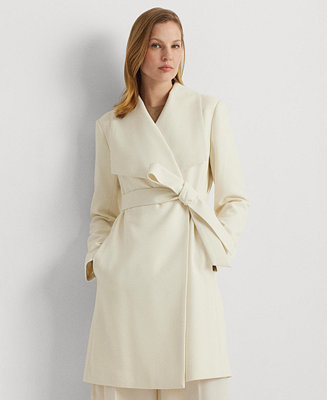 Lauren Ralph Lauren Women's Crepe Belted Wrap Coat - Macy's
